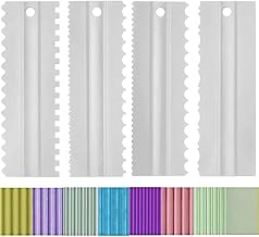 4PCS Cake Spatula Cake Smoother Set, Cake Decorating Combs Sawtooth Cake Scraper Icing Scraper Tool for Cakes, White