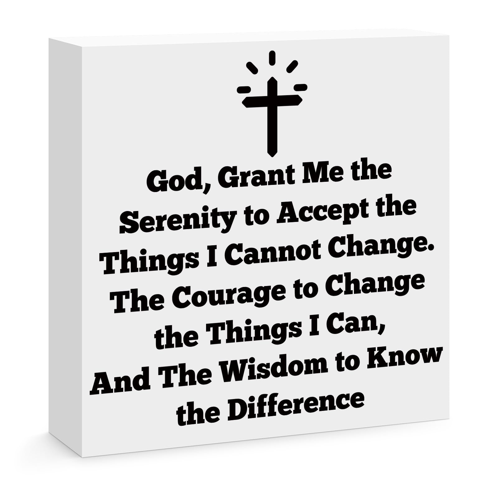 Serenity Prayer Wood Box Sign Inspirational Religious Desk Decorative Signs Christian Wooden Sign Home Office Table Shelf Decor Mental Health Gift Sobriety Recovery Gift