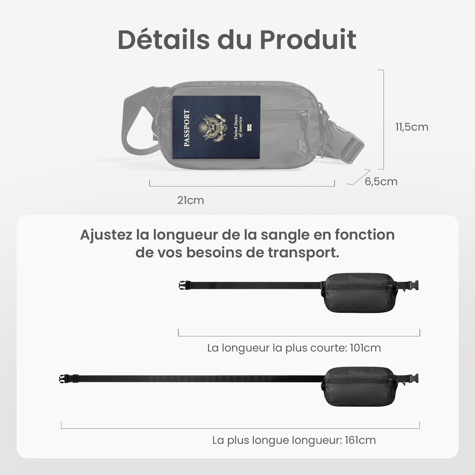tomtoc 1,5L Sacoche Bandouliere avec Protection RFID, Sac Bandoulière Léger et Imperméable pour Hommes et Femmes, Petite Sacoche de Voyage Quotidien, Sac de Poitrine Sling Bag Noir