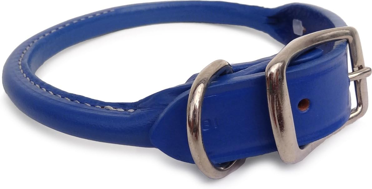 Auburn Leathercrafters Rolled Dog Collar - Royal Blue - 18
