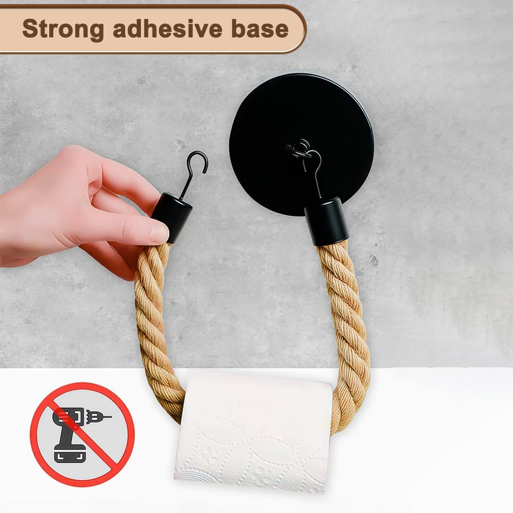Toilet Paper Holder, Nautical Rope Tissue Holder, Toilet Roll Wall Mounted for Bathroom Accessories