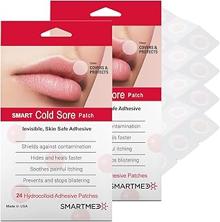 Smart Cold Sore Treatment Patch [48 Patches] Help Prevent Breakouts, Soothe Itching and Burning | Discrete, Invisible, Skin Safe Adhesive