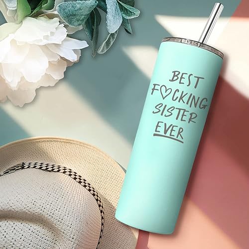 Miniatura 67 de Regalos de cumpleaños para hermanas, regalos para la mejor hermana del hermano, vaso delgado de 20 onzas, regalo para cuñada, hermanastra, regalos