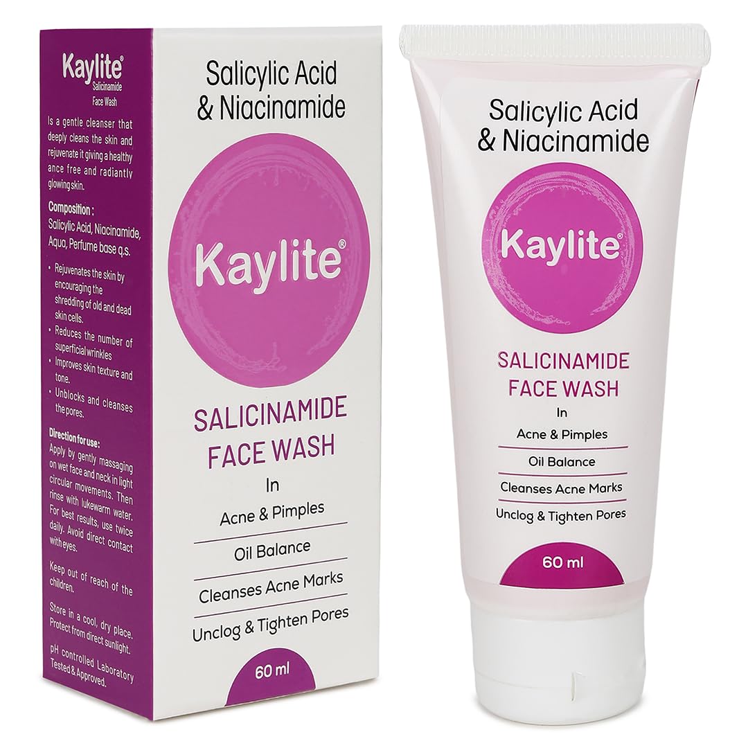 Kaylite Salicinamide face wash Acne & Pimples Cleanses Acne Marks Face Wash With Salicylic Acid, Perfume Base Face Wash & Niacinamide- 60ml (Pack of 1) 60 ML)