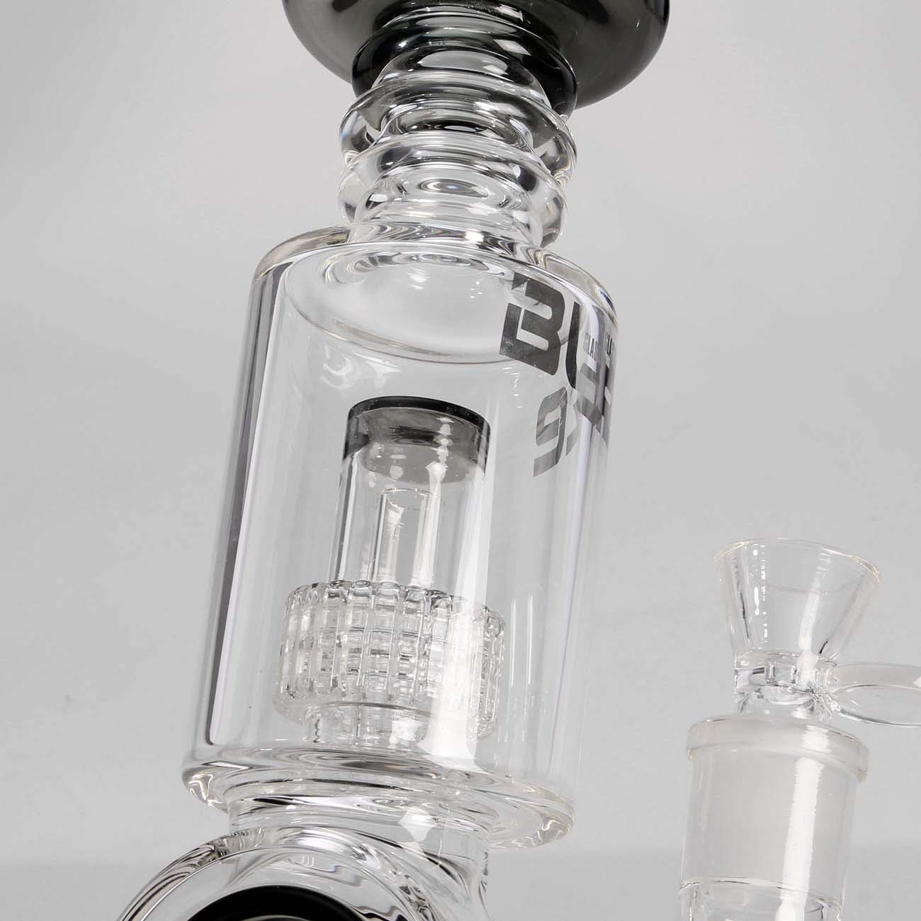 Blaze Glass Rachenkracher Percolator Bong | Klar 50 cm | Glasbong 18,8 (NS 19) aus Borosilikatglas mit Trommelperkolator | Kräuter Perkolator Bong mit Lift-Off-Kopf & Rundfuß | Ø 65/32mm