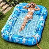 Inflatable Tanning Pool Lounger Float with Sprinkler, X-Large...