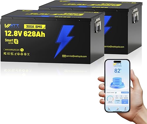 Miniatura 16 de WattCycle 12V 300Ah (314Ah) Mini Batería LiFePO4, BMS de 200A 4.01kWh IP65 Impermeable, 15000 Ciclos Corte de Baja Temperatura, Cables Trenzados