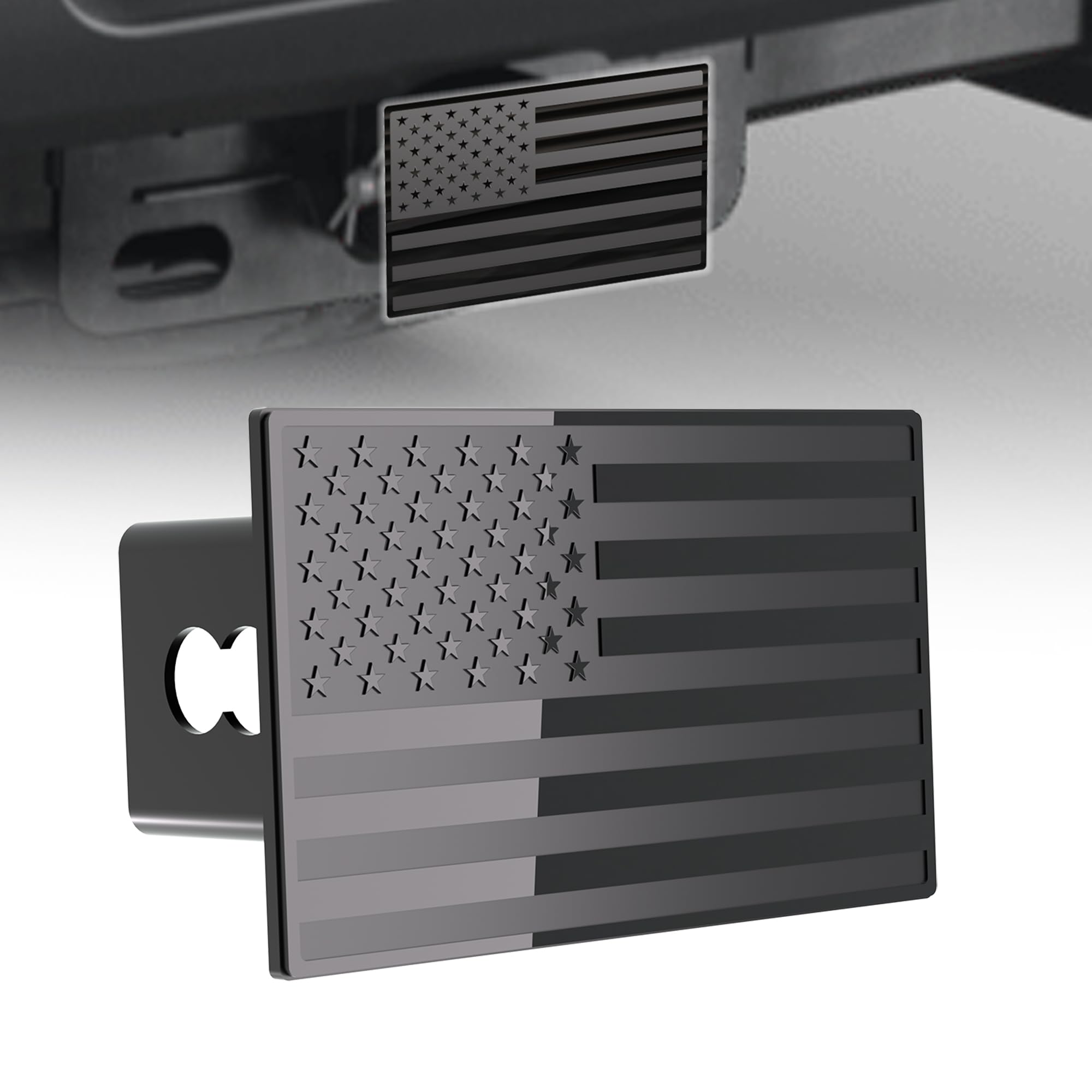 THOCAC American Flag Hitch Cover 2 Inch - Fits 2 Inch Trailer Hitch, Premium Quality Compatible with Pickup, SUV, Jeep, Trucks Accessories (Matte