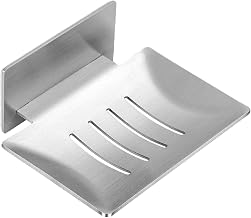 Self-Adhesive Soap Dish for Shower Wall Mounted Bar Soap Holder for Bathroom No Drilling Stainless Steel Soap Tray for Bathroom Shower Kitchen Sinks