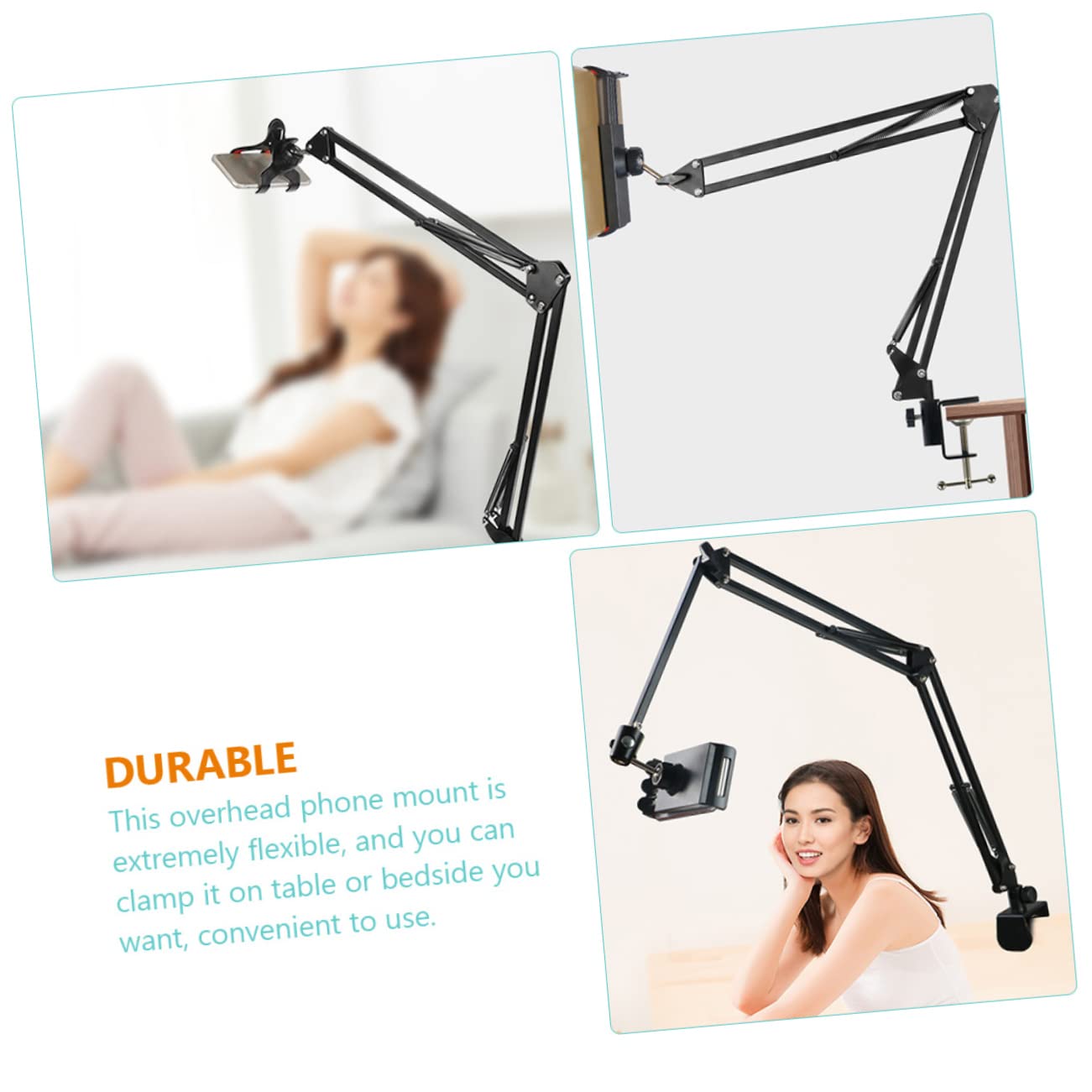 Levemolo Soporte para Teléfono Móvil De Brazo para Cabecera Soporte Ajustable Plegable para Teléfono De Mesa o Cama Compatible Smartphones y Tabletas