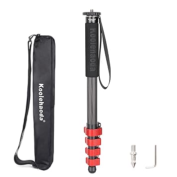 Koolehaoda 6-Section 15.2-64nich,Carbon Fiber Monopod,Portable Compact Camera Monopod Unipod Stick. Max Load 17.6lbs/8kg - MP-286EC