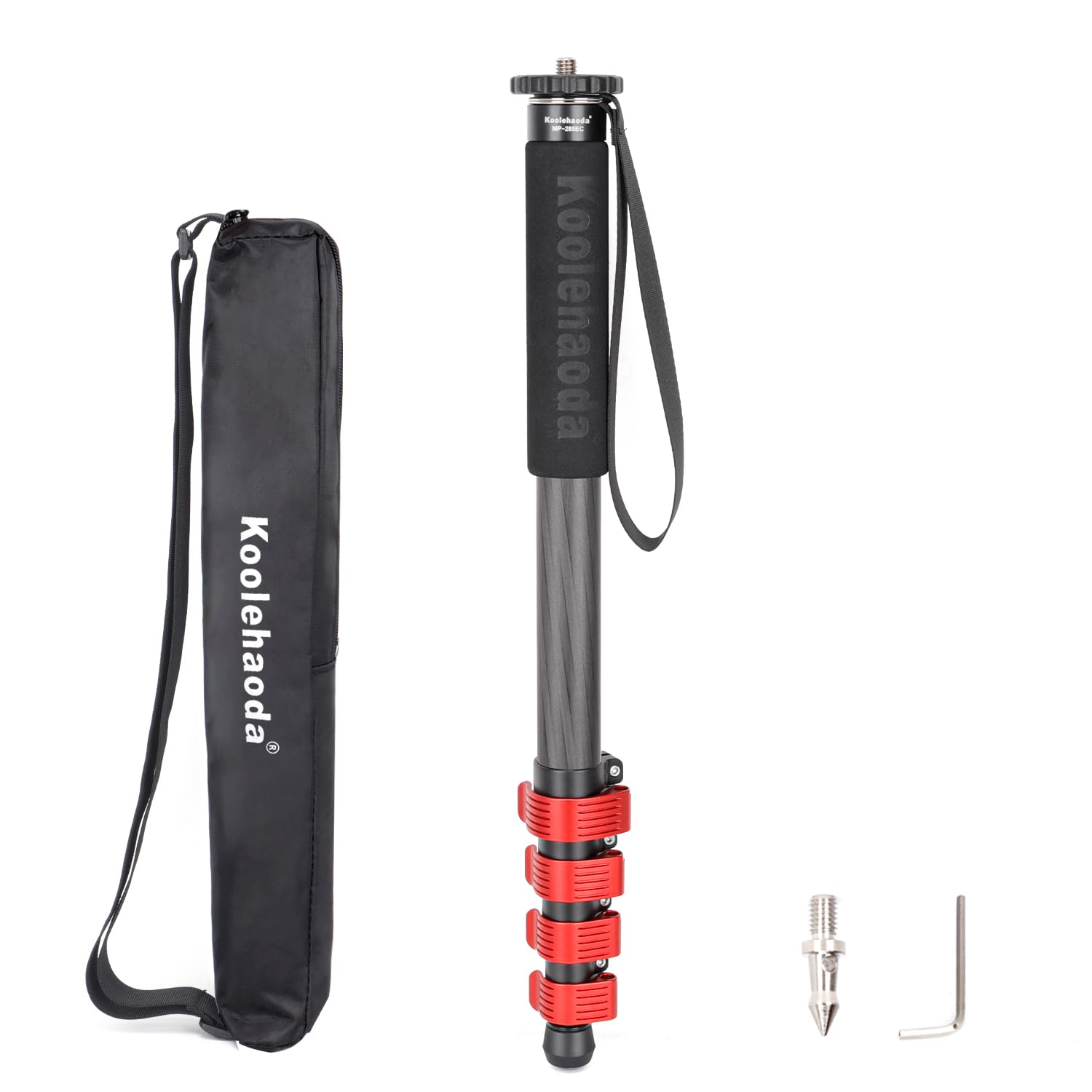 koolehaoda Monopiede per fotocamera da 64"", tubo da 28 mm, in fibra di carbonio, monopiede monopiede leggero e compatto, da viaggio, per fotocamere DSLR (MP-286EC)