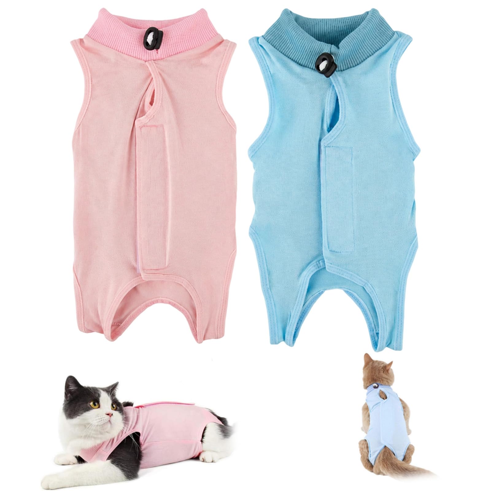 2Pcs Cat Clothes, Post Surgery Clothing for Persian Cats, Recovery Suit for Wound Protection, Two Piece Set in Blue and Pink Colors, M Size Cat Dress for Daily Use and Festive Occasions-image-35