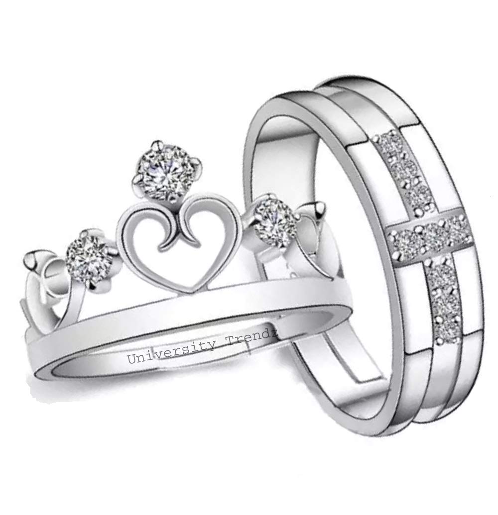 University Trendz Silver Plated Crown Cross Ring Set for Couples, Lovers Wedding Engagement Ring Valentine Gift (Silver) (B089GW8P6J) Amazon Price History, Amazon Price Tracker