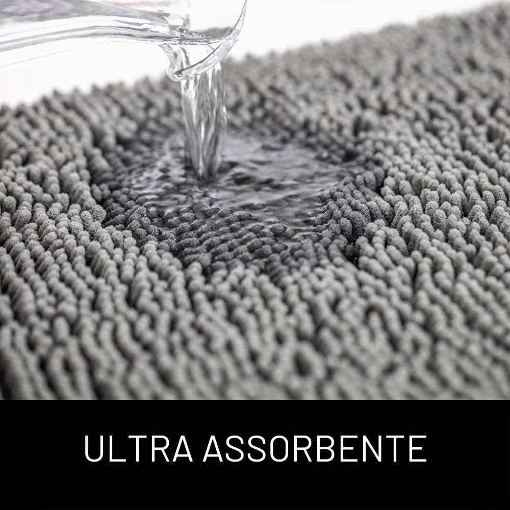 Tappeto da bagno extra large, tappeto da bagno lungo, ultra morbido in ciniglia, antiscivolo e super assorbente, tappeto lungo per il bagno (beige, 80 x 160 cm)