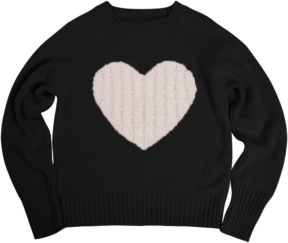 Batermoon Girls' Pullover Sweaters Long Sleeve Cute Heart Pattern Crewneck Knit Jumper Tops - Image 3