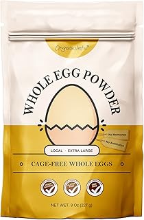 Orgnisulmte Whole Egg Powder, Fresh Pasteurized Egg Powder, All Natural, No Additives, Gluten Free Excellent for Baking Made in USA 8 Oz