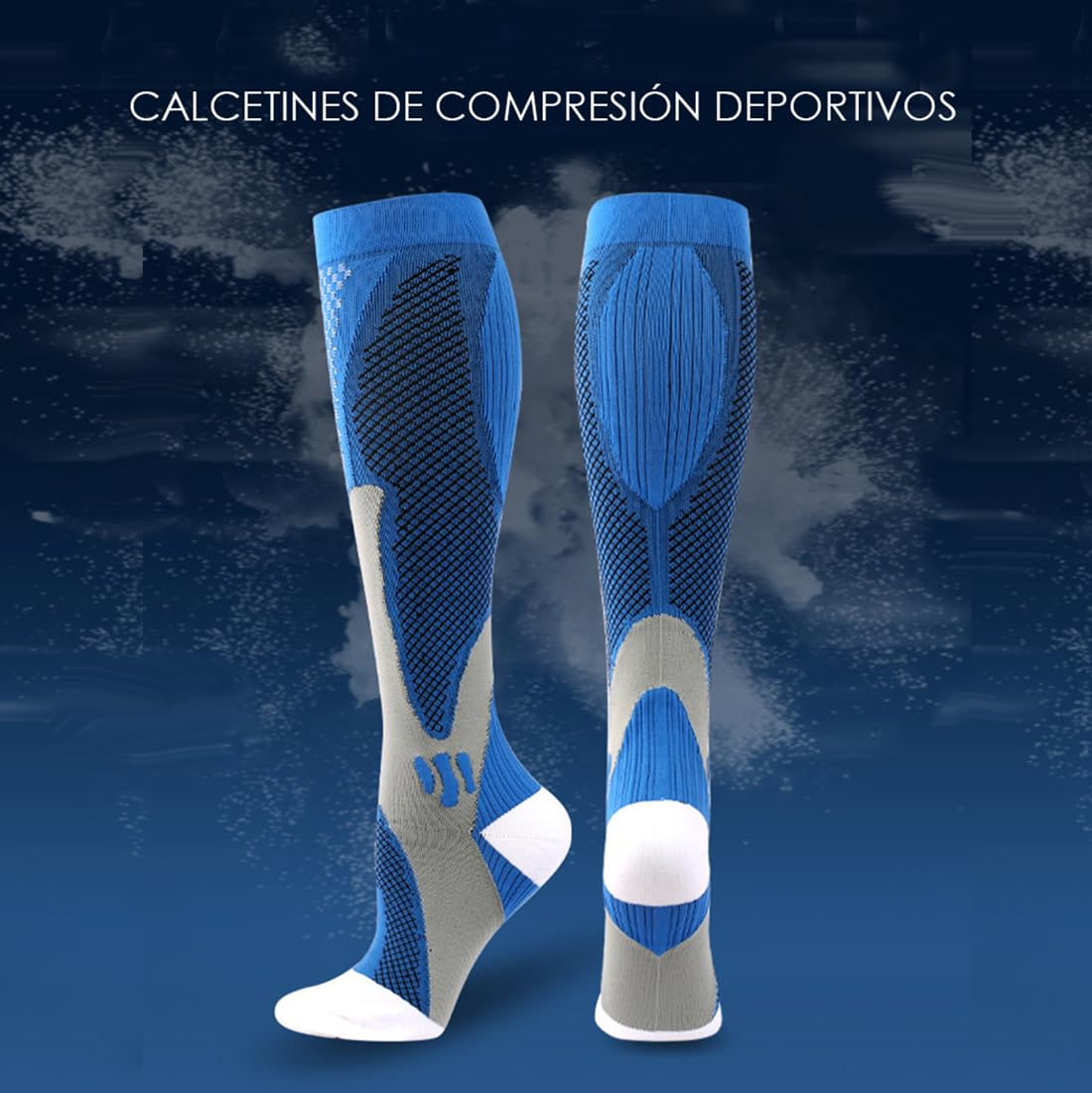 Calcetines Medias de Compresión Mujer y Hombre. Medias Altas para Running o Ciclismo con Tecnología Compresiva Graduada. Largos de Deporte.