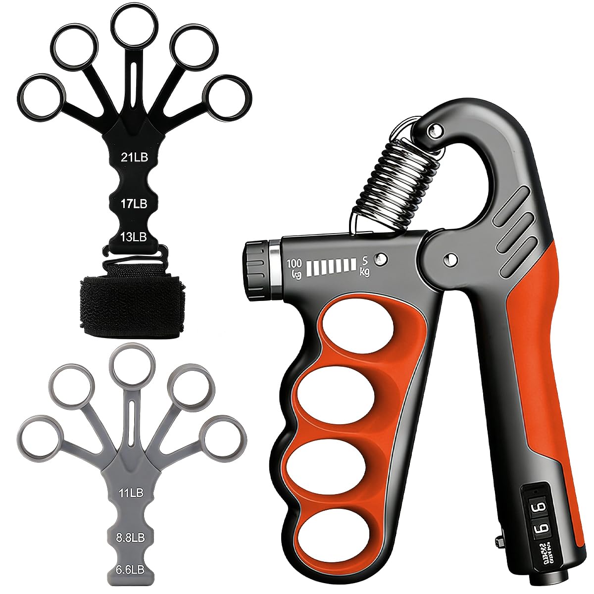 Allenatore per l'Avambraccio con 2 Trainer per Dita Allenatore per la Forza di Presa da 5-100 kg Trainer per Allenare Le Mani Rinforzo per l'Avambraccio Hand Grip per Allenamento per Le Mani