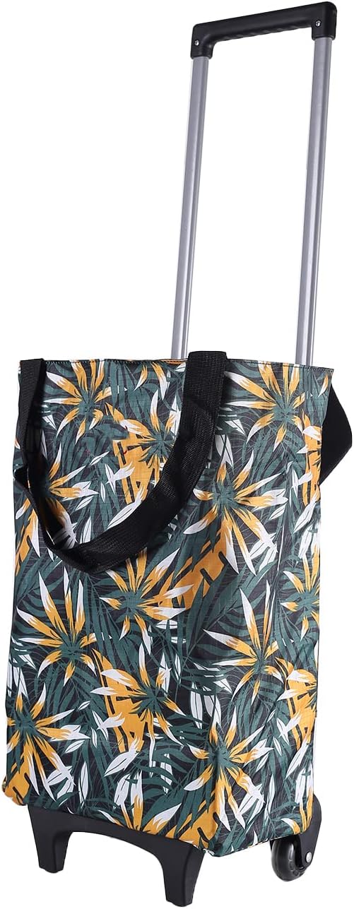 Falytemow Foldable Shopping Cart with Wheels (Leaf) BigaMart