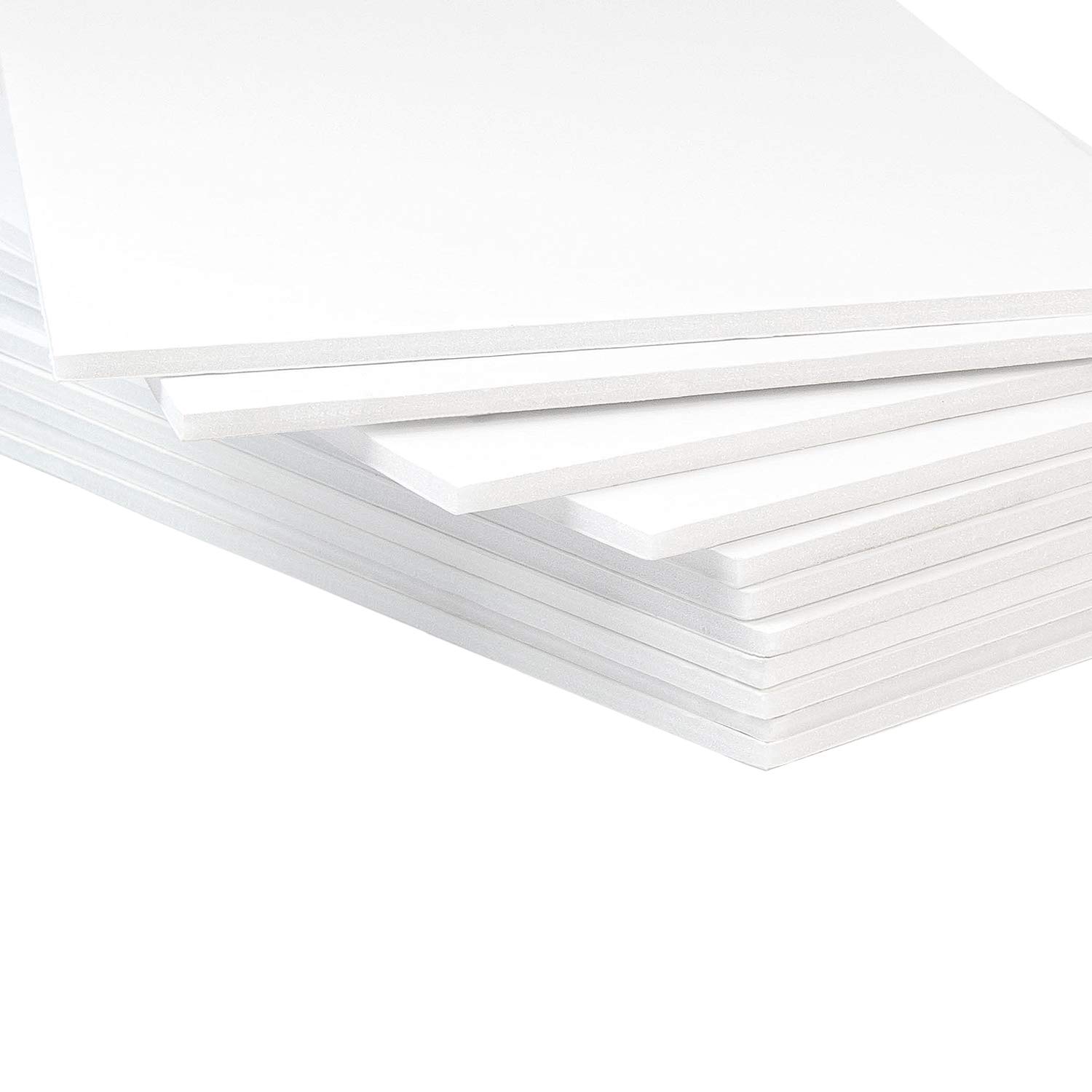 Premium White Foam Core - 8x10 Inches, 3/16 Thick - 10 Pack, Acid-Free - Ideal for Mounting, Crafts, Art, and Presentations