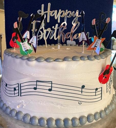 30 Pcs Jevenis Music Notes Cupcake Toppers Guitar Cake Toppers Rock Cupcake Topper For Kids Birthday Musician Party Baby Shower Party Favor #TOP5