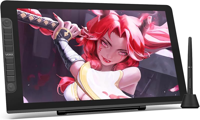 VK2200PRO 21.5 Inch Drawing Tablet with Screen,16384 Levels Pen Pressure | 99% sRGB Graphics Tablet,Drawing Pad for PC,Adjustable Stand,2 Battery-Free Stylus,Compatible with Windows Mac Linux