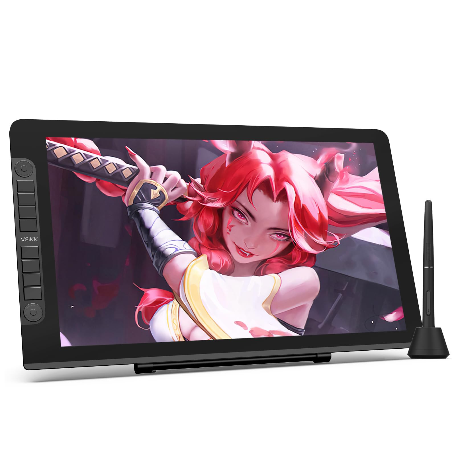 VEIKK Studio VK2200 Pro Graphic Drawing Pen Display Tablet with Screen Full Laminated Screen & Tilt Function Battery-Free Stylus, 8192 Pen Pressure | 2 Quick Dials and 8 Shortcut Keys Display, Black