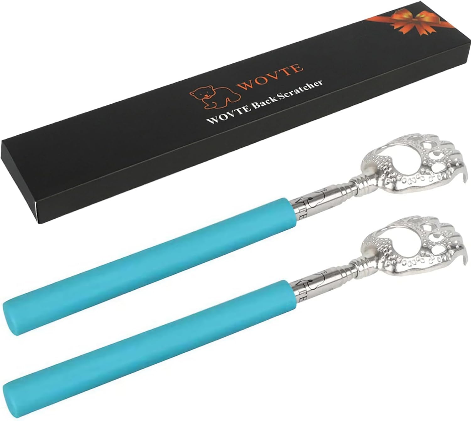 WOVTE Bear Claw Extendable Blue Back Scratcher for Men 2Pack