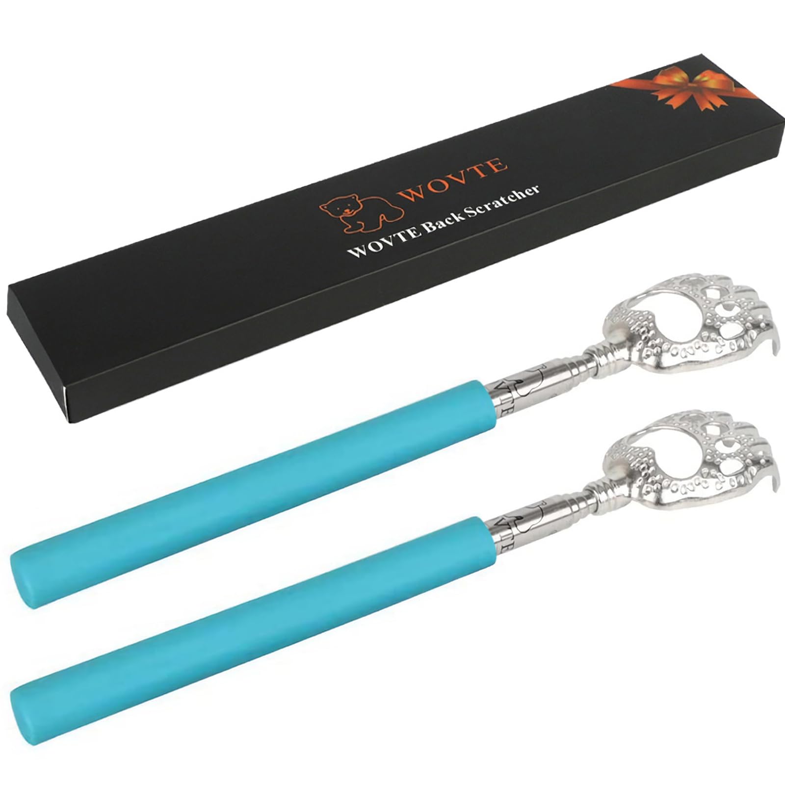 WOVTE Bear Claw Extendable Blue Back Scratcher for Men 2Pack