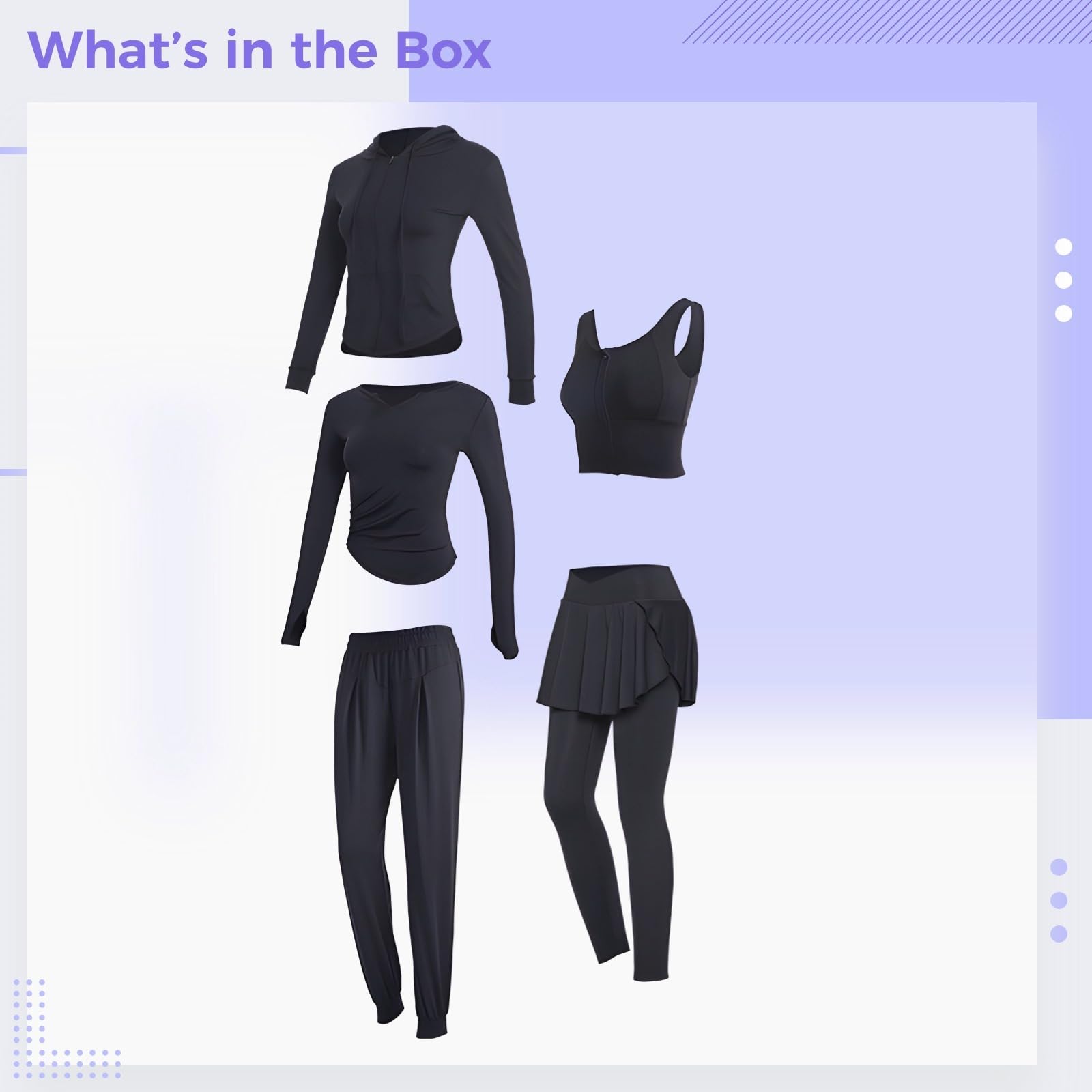 Conjunto de entrenamiento de pilates para mujer, conjunto de cuatro piezas para yoga, talla XXL, para 135-150 libras, incluye chaqueta, brasier deportivo, camiseta de manga larga, tela transpirable de