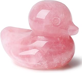DUQGUHO Duck Figurine Gifts Statue Pink Ducks Deocr Rose Quartz Crystals Stones Duck Lovers Duck Collectible Desk Office Deocration