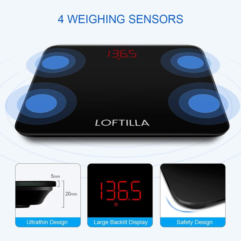 Loftilla Bathroom Scale for Body Weight BMI Scale : Health & Household