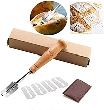 Bread Lame,Hand Crafted Bakers Lame Bread Baking Kitchen Tool with 5 Replacement Blades,Premium Fancy Handle Dough Scoring Tool with Leather Protective Cover for Bread, Cake, Pizza,Pastry,Dessert