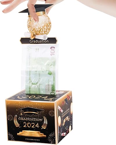 YIFAM Caja de dinero de graduación para regalo en efectivo, divertida caja de dinero para mujeres y hombres, sorpresa, novedoso sombrero de