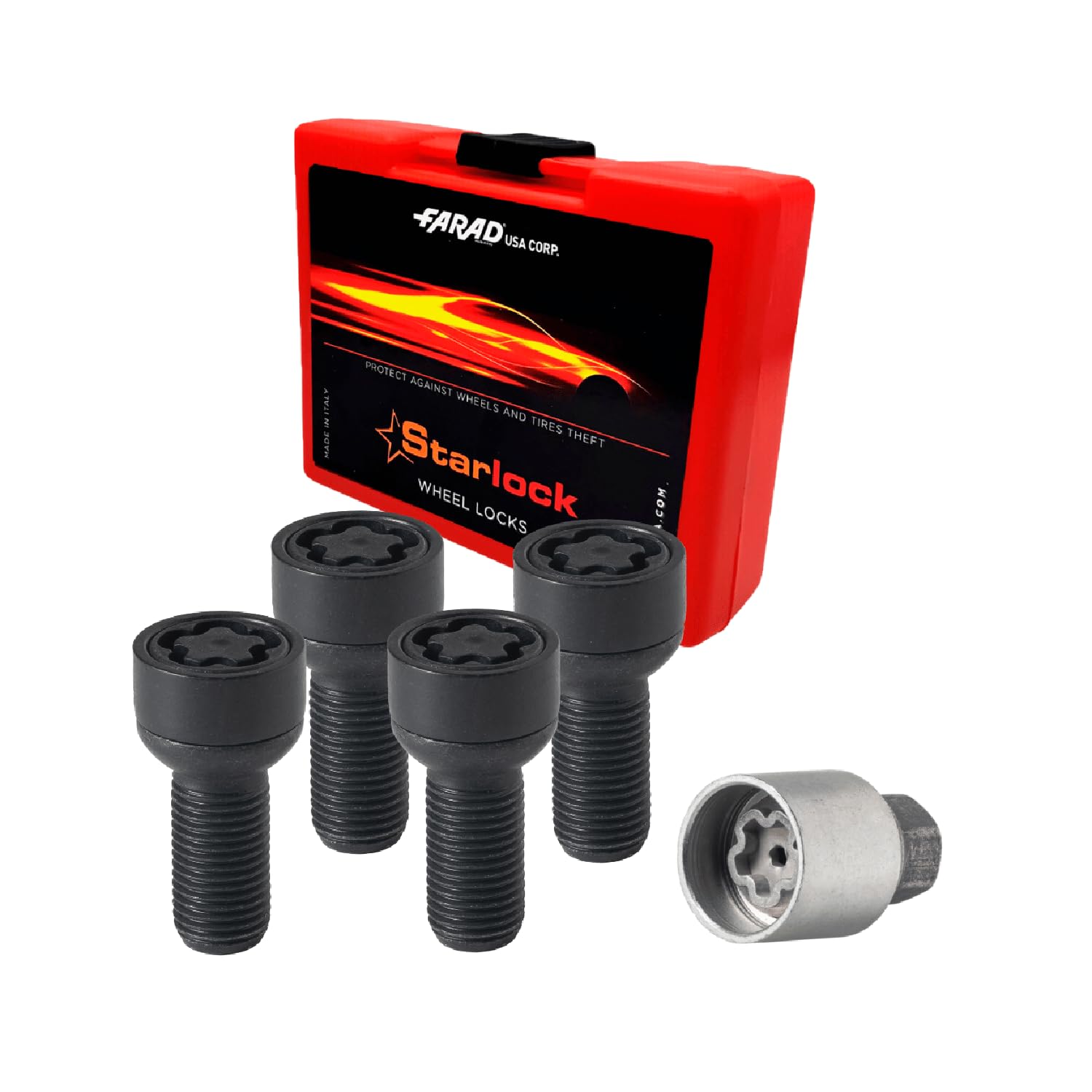 OMAC Wheel Lock Kit for Mini Cooper Clubman Countryman M14X1,25 Black 4Locks&1Key