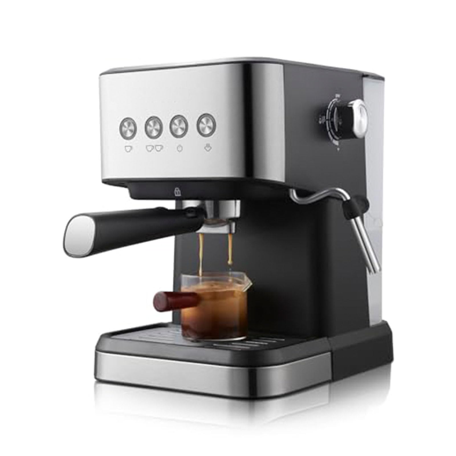 Macchina per caffè espresso con montalatte, pressione 20 bar, serbatoio rimovibile da 1,5 l, brocca in acciaio inox, 1050 W, per barista domestico