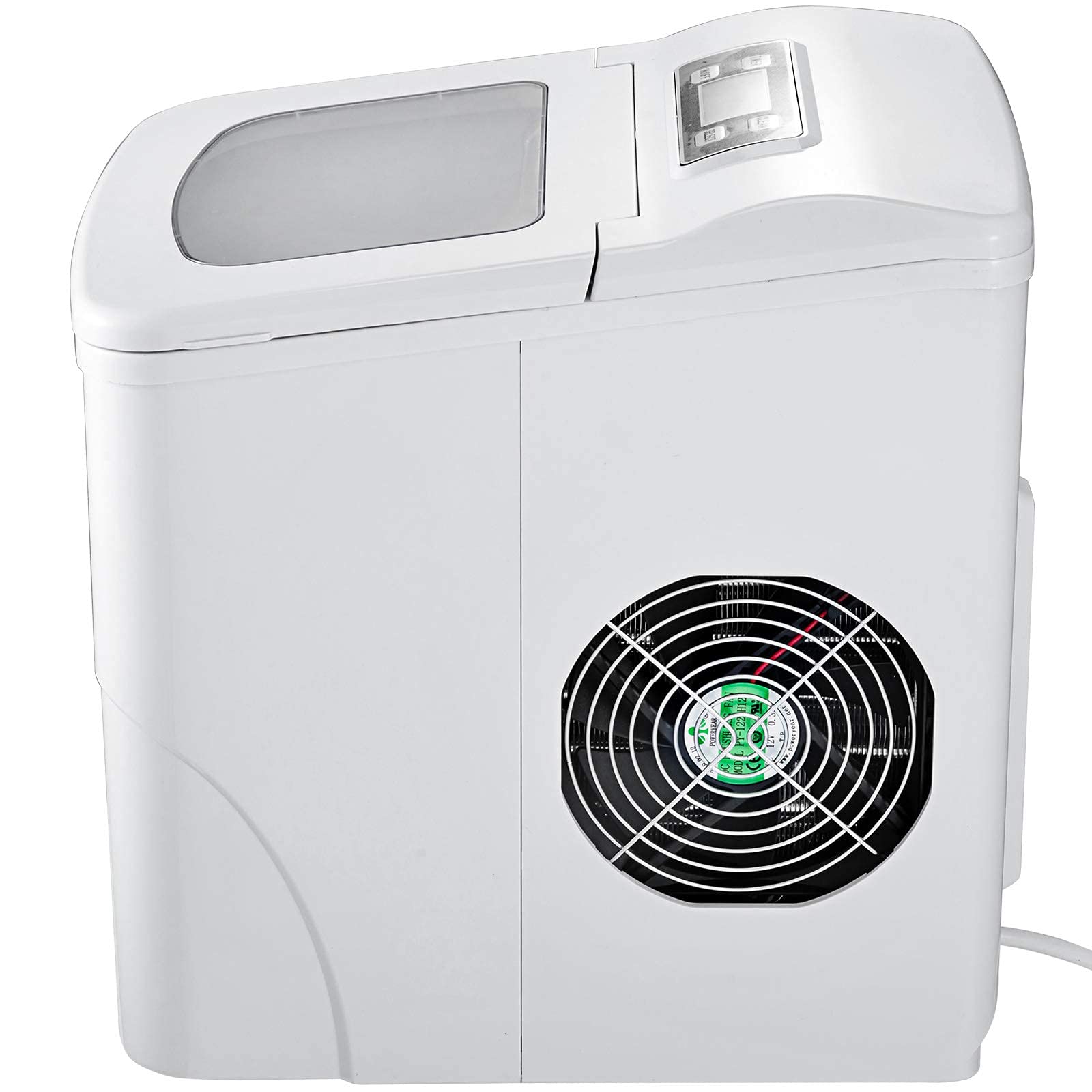 12KG Kostkarka do lodu Stal nierdzewna 220V Czarna kostkarka do lodu 26LBS Maszyna do robienia lodu Blatowa kostkarka do lodu z ekranem LCD do kuchennych barów domowych (biały)