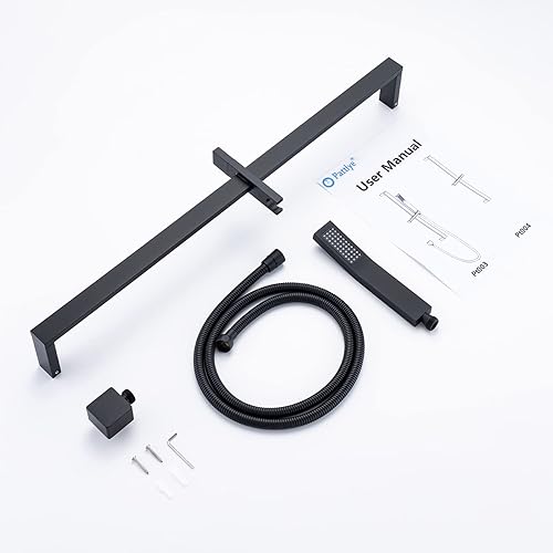 Miniatura 7 de Pattlye Barra deslizante de ducha de latón con altura y ángulo ajustable, soporte de regadera de mano para montaje en pared, color negro mate, Pt004