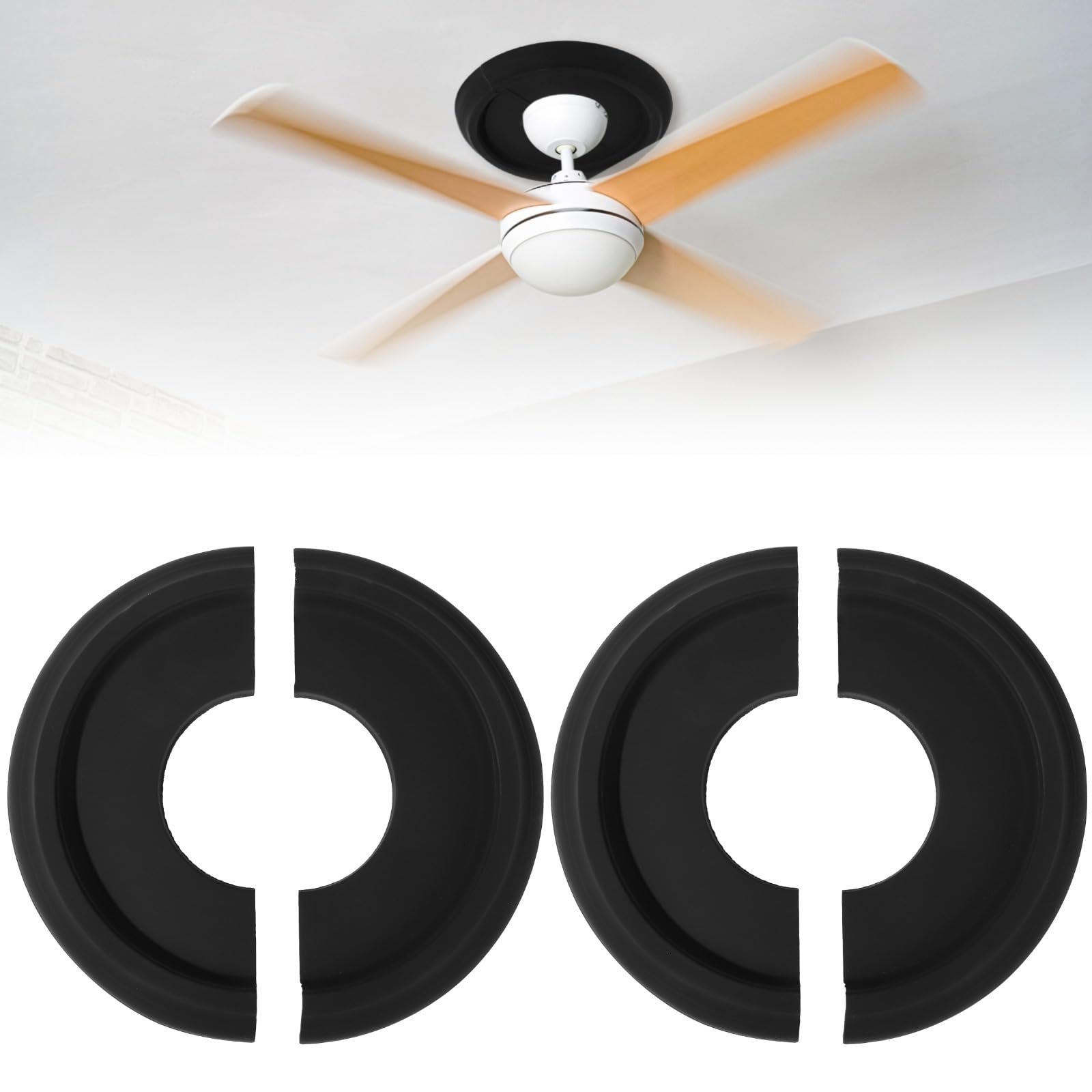 2 medaglioni da soffitto, 25,4 cm, in poliuretano nero, decorazione da soffitto per lampadari, lampadari e ventilatori a soffitto