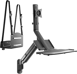 Maclean MC-838 Monitor Wall Mount 3 in 1 Bracket With Keyboard Tray Screen Computer Mount 17" - 32" Gas Spring VESA: 75x75, 100x100