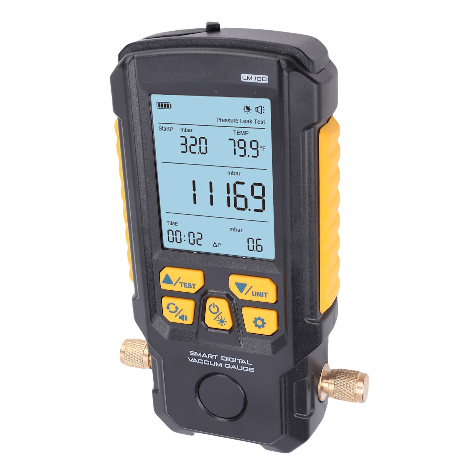 LICAEVEY Medidor de Vacío HVAC, Probador de Vacío Digital de Refrigerante con Sensor Preciso para de CA, Prueba de Fugas de 0-2000 Mbar, Bombeo Multimodo, Apagado Automático, Medidor Portátil