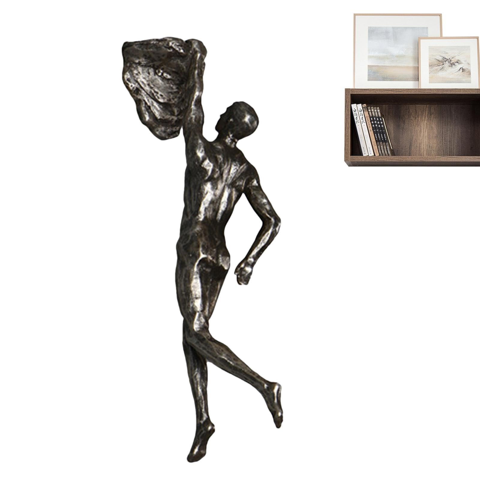 Sculptures murales modernes en résine Klettermann pour un arrière-plan de bureau unique