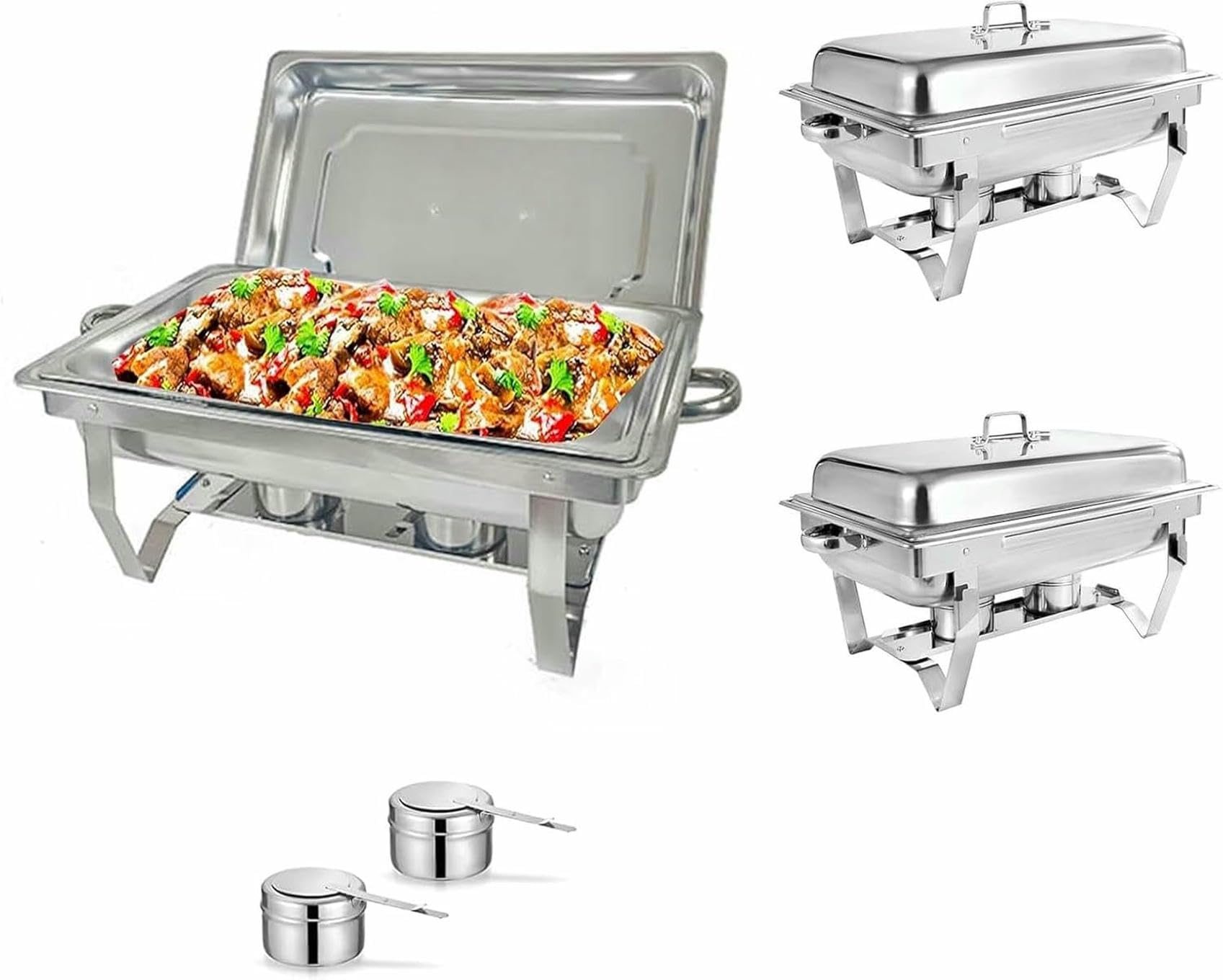Juego De Calentadores De Alimentos para Buffet, Calentador De Alimentos Portátil, Calentador De Alimentos para Buffet, Juego De Calentadores De Alimentos para Buffet Hech,1grid-3PCs