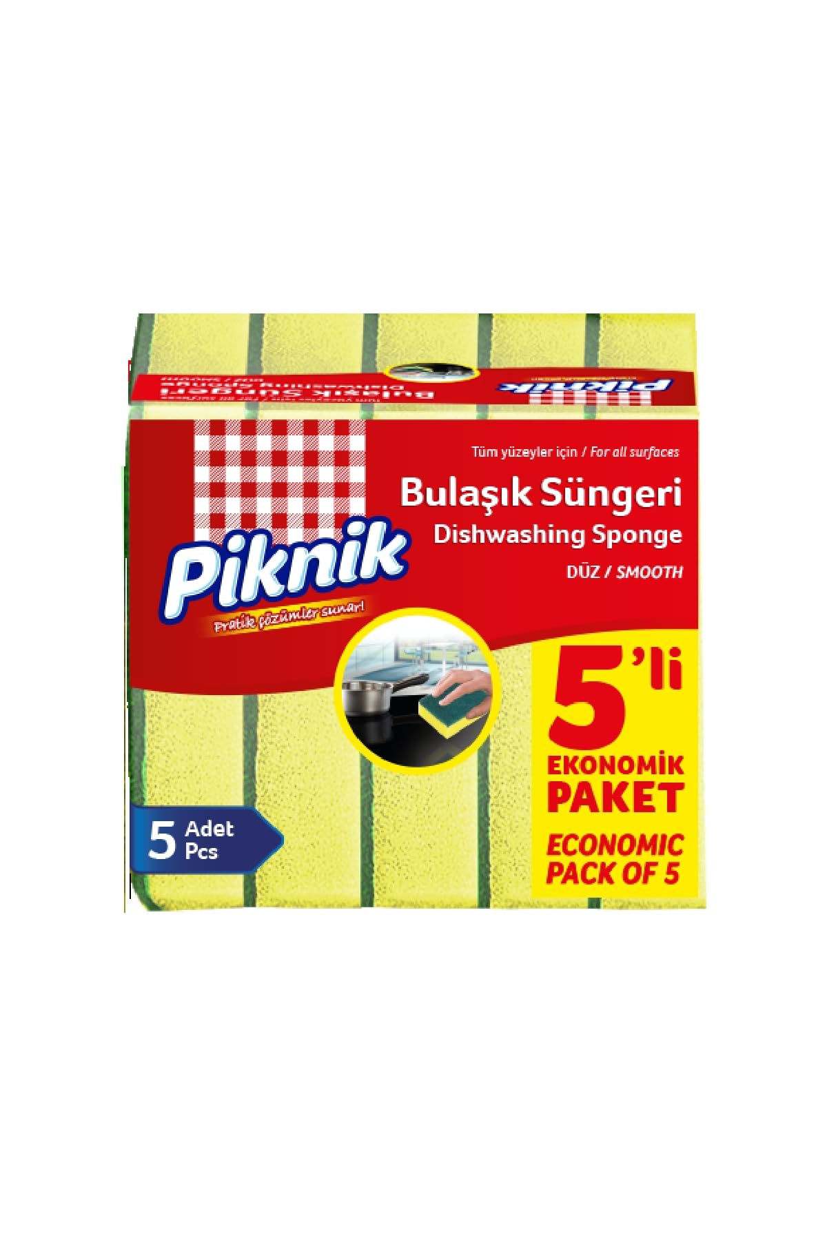 Piknik Bulaşik Süngeri 5'li Düz