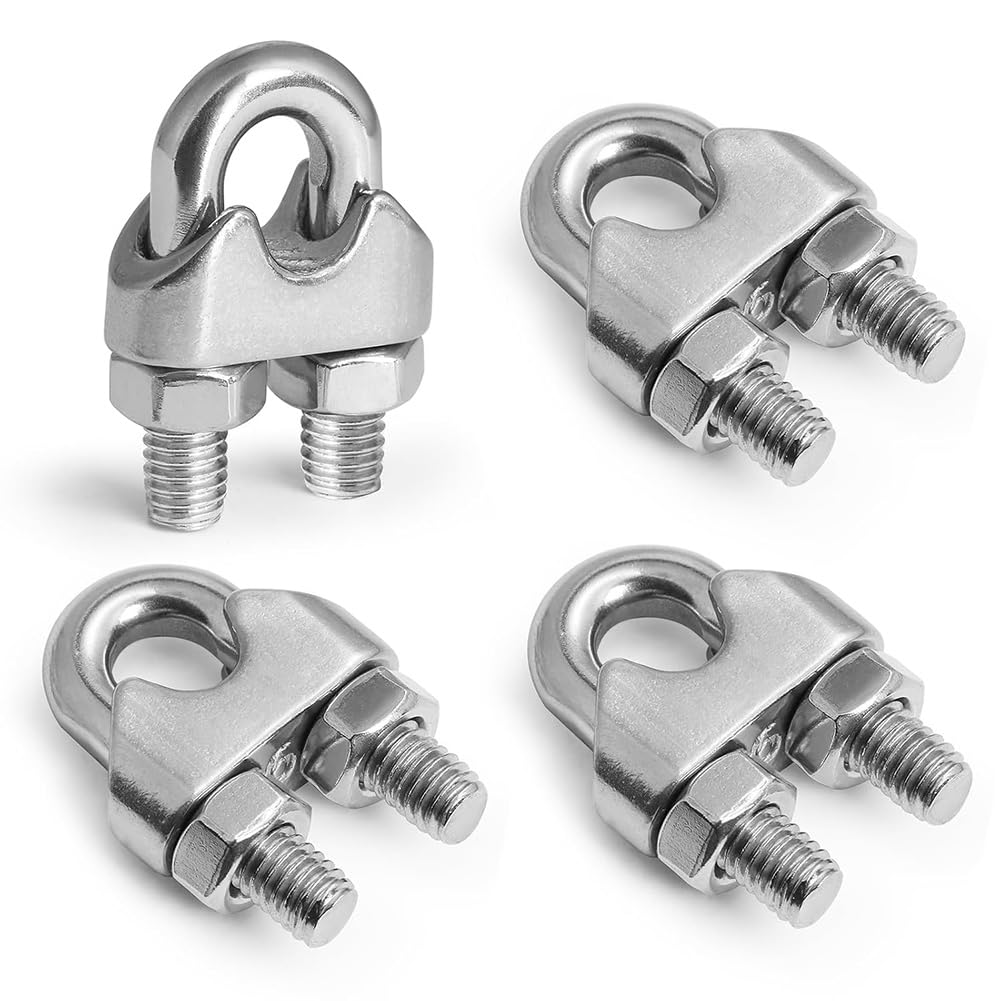 Vjsujehgy Stainless Steel Wire Rope Clips 4pcs Wire Rope Clamp, Cable Clamps Wire Rope Fasteners