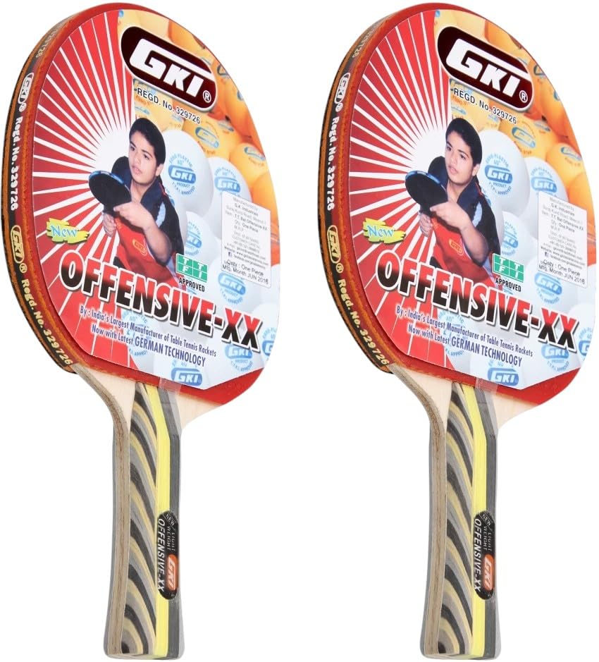 GKI Offensive Wood XX Computerized Printed Cover Table Tennis Racquet (Red) -Pack of 2-image-5