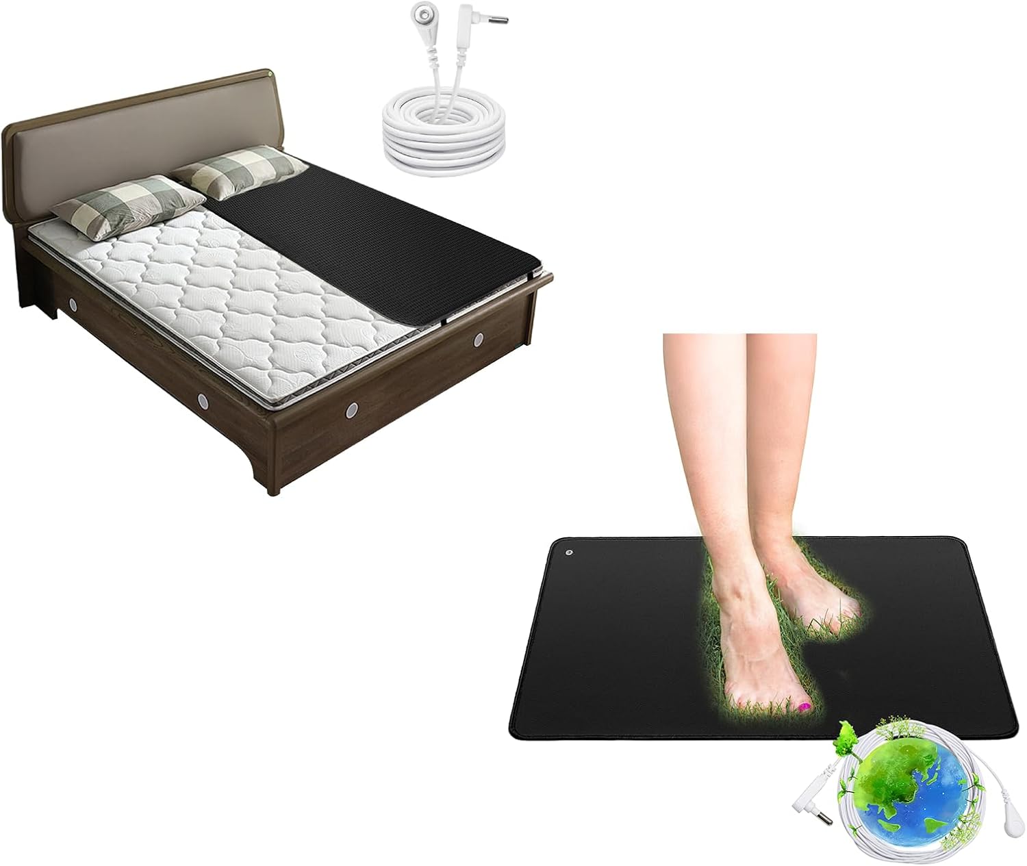 Grounding Mats,Grounding Mat for Bed, Grounding Mattress Cover Pad for Improve Sleep, Conductive Carbon Leatherette Earth Mat Grounding Pad