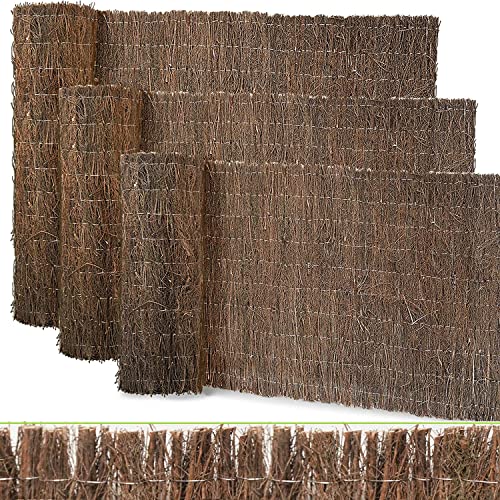 Floordirekt Heidekrautmatte 200 x 300 cm - Sichtschutz, Windfang & Dekoration für Garten, Balkon & Terrasse - Naturprodukt - wetterfeste Sichtschutzmatte, Sichtschutzzaun, Weidenmatte