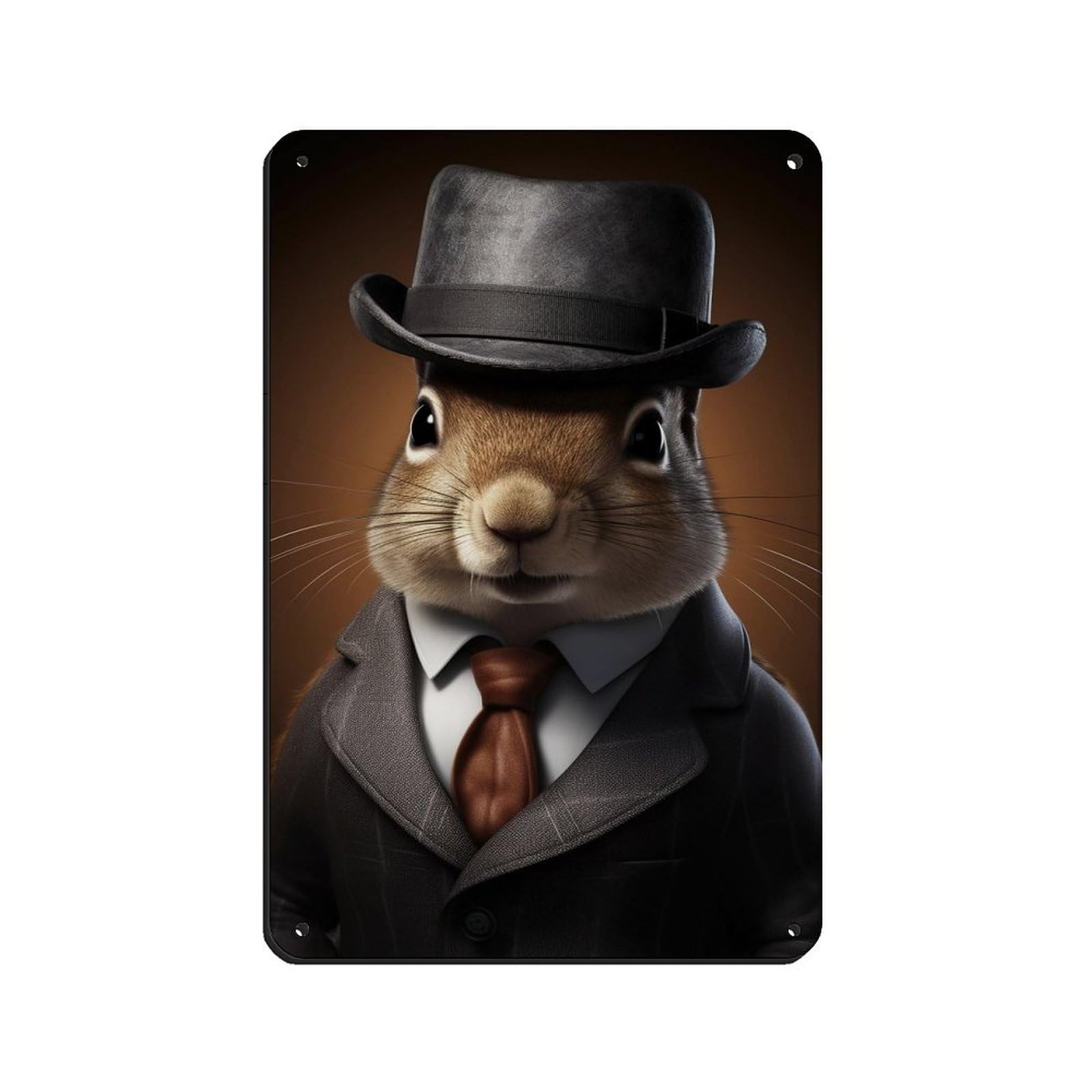 Vintage Squirrel Painting Poster Tin Sign Vintage Metal Pub Club Cafe Bar Home Wall Art Decoration Poster Retro 8x12inch(20x30cm)
